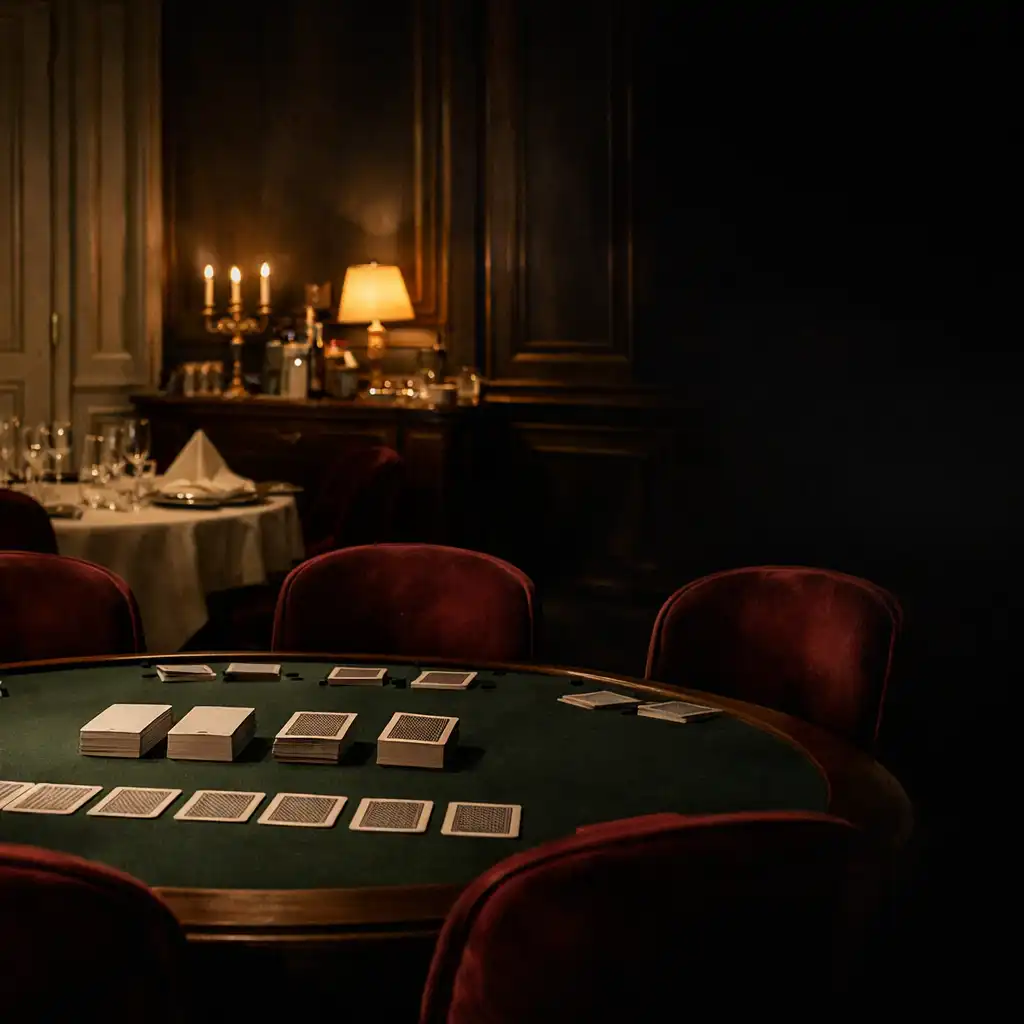 Grande table préparée dans un salon privé parisien avant l’arrivée des convives